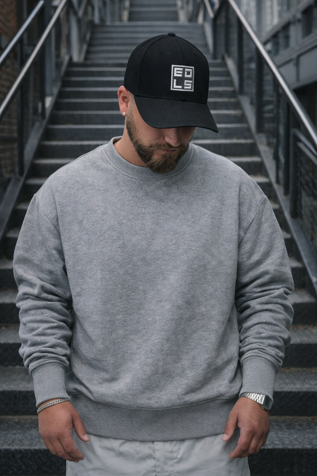 Endless Blank Sweatshirt grey (Oversize) - Organic Oversize Sweatshirt (Stick)
