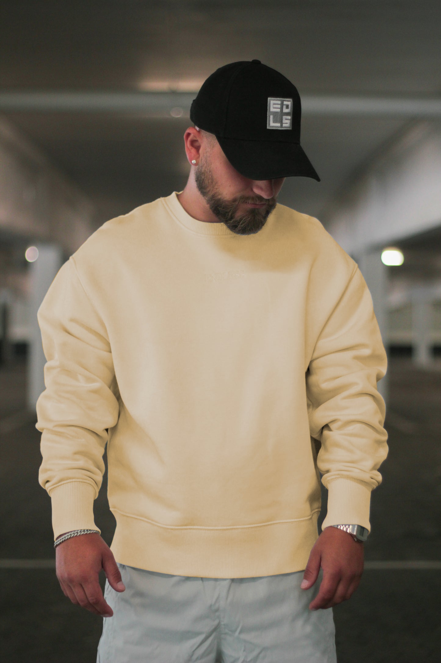 Endless Blank Sweatshirt beige (Oversize) - Organic Oversize Sweatshirt (Stick)